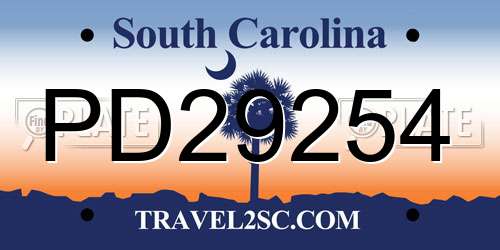 PD29254 South Carolina License Plate