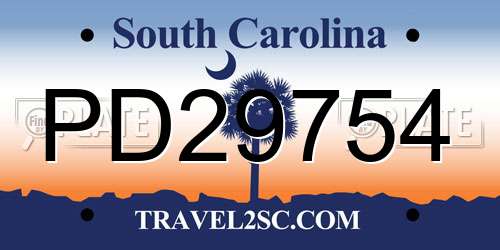 PD29754 South Carolina License Plate