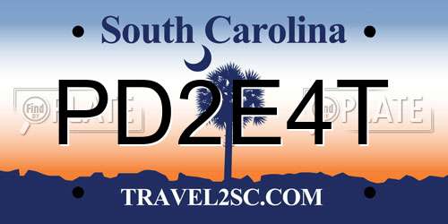 PD2E4T South Carolina License Plate