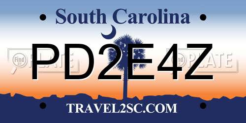 PD2E4Z South Carolina License Plate