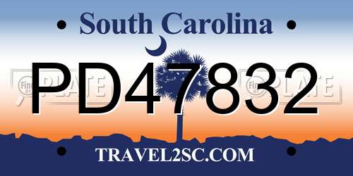 PD47832 South Carolina License Plate
