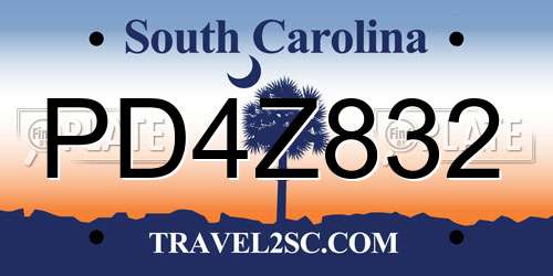 PD4Z832 South Carolina License Plate