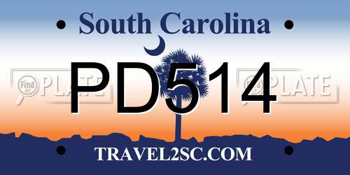 PD514 South Carolina License Plate