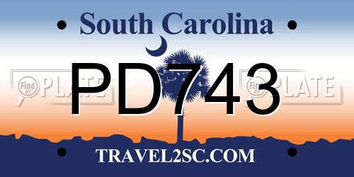 PD743 South Carolina License Plate