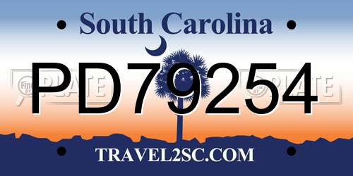 PD79254 South Carolina License Plate