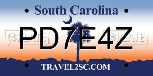 PD7E4Z South Carolina License Plate