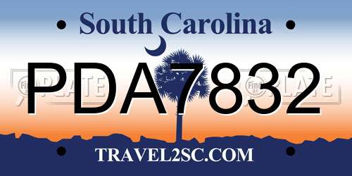 PDA7832 South Carolina License Plate
