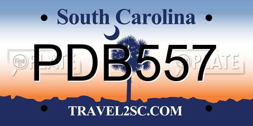 PDB557 South Carolina License Plate