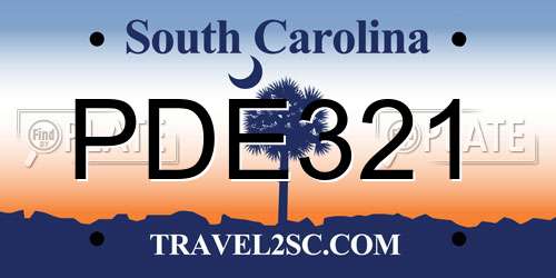 PDE321 South Carolina License Plate