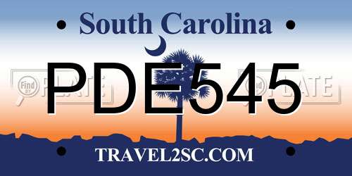 PDE545 South Carolina License Plate