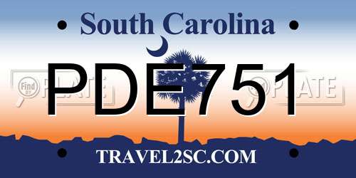 PDE751 South Carolina License Plate