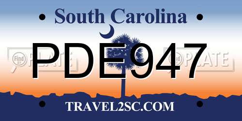 PDE947 South Carolina License Plate