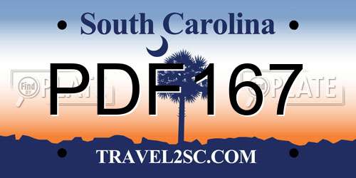 PDF167 South Carolina License Plate
