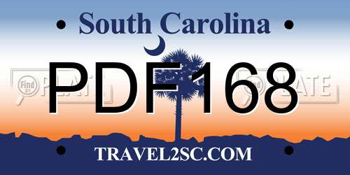 PDF168 South Carolina License Plate