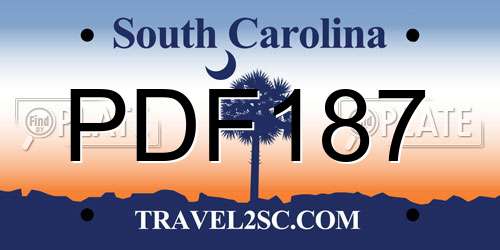 PDF187 South Carolina License Plate