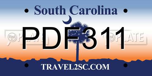 PDF311 South Carolina License Plate