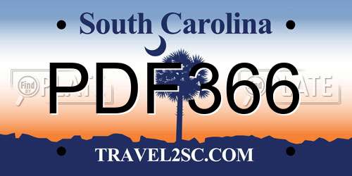 PDF366 South Carolina License Plate