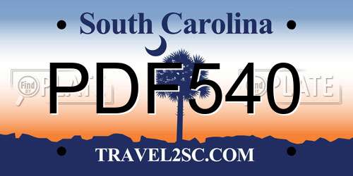 PDF540 South Carolina License Plate