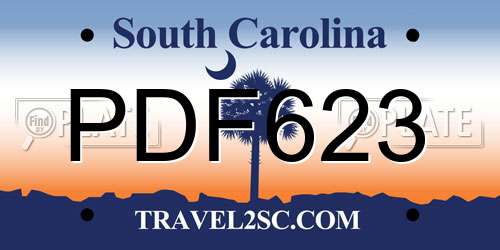 PDF623 South Carolina License Plate