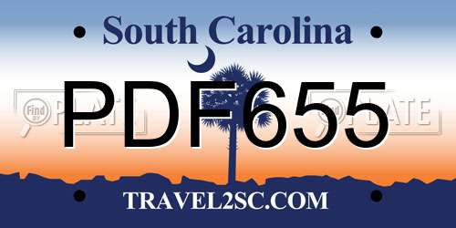 PDF655 South Carolina License Plate