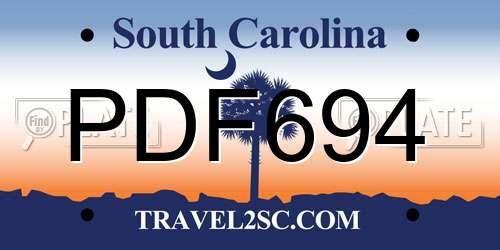 PDF694 South Carolina License Plate