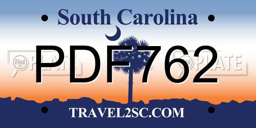 PDF762 South Carolina License Plate
