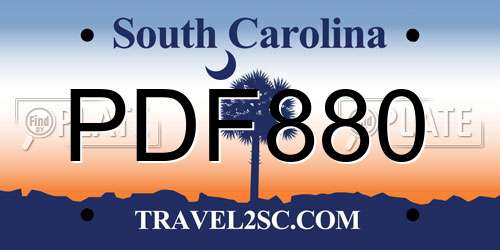 PDF880 South Carolina License Plate