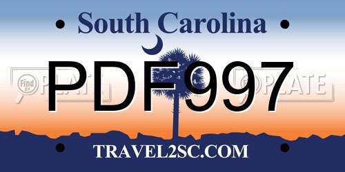 PDF997 South Carolina License Plate