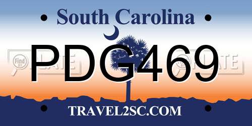 PDG469 South Carolina License Plate