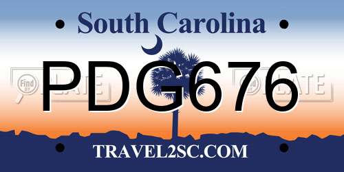 PDG676 South Carolina License Plate