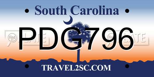 PDG796 South Carolina License Plate