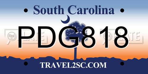 PDG818 South Carolina License Plate