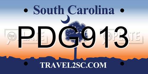 PDG913 South Carolina License Plate