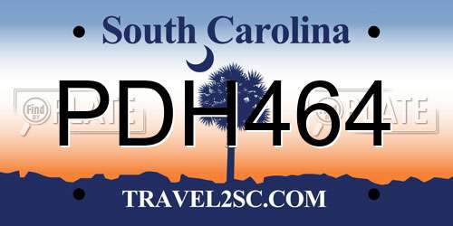 PDH464 South Carolina License Plate