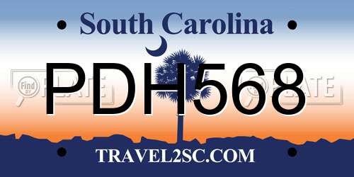 PDH568 South Carolina License Plate
