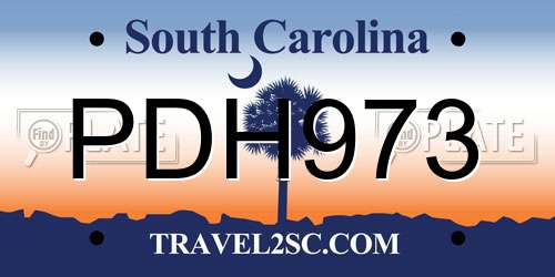 PDH973 South Carolina License Plate