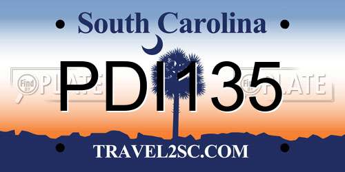 PDI135 South Carolina License Plate