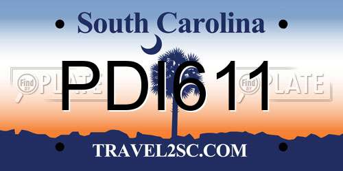 PDI611 South Carolina License Plate