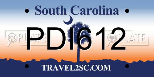 PDI612 South Carolina License Plate