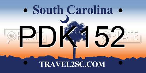PDK152 South Carolina License Plate