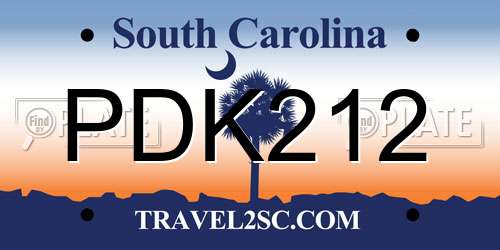 PDK212 South Carolina License Plate