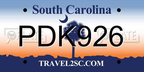 PDK926 South Carolina License Plate