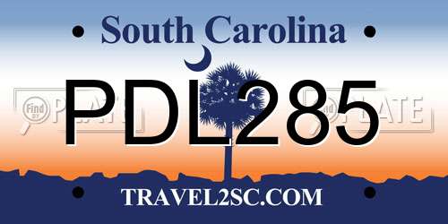 PDL285 South Carolina License Plate
