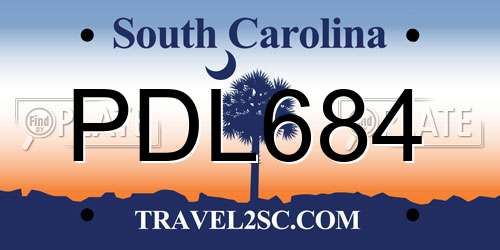 PDL684 South Carolina License Plate