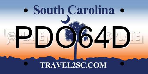 PDO64D South Carolina License Plate