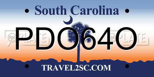 PDO64O South Carolina License Plate