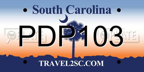 PDP103 South Carolina License Plate