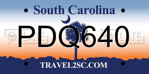 PDQ640 South Carolina License Plate