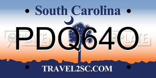 PDQ64O South Carolina License Plate