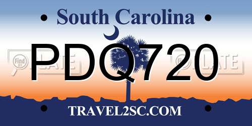 PDQ720 South Carolina License Plate